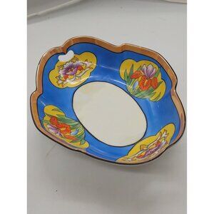Meito Japan  Hand Painted Candy Bowl 9" x 6 3/4" x 1 3/4" Tall